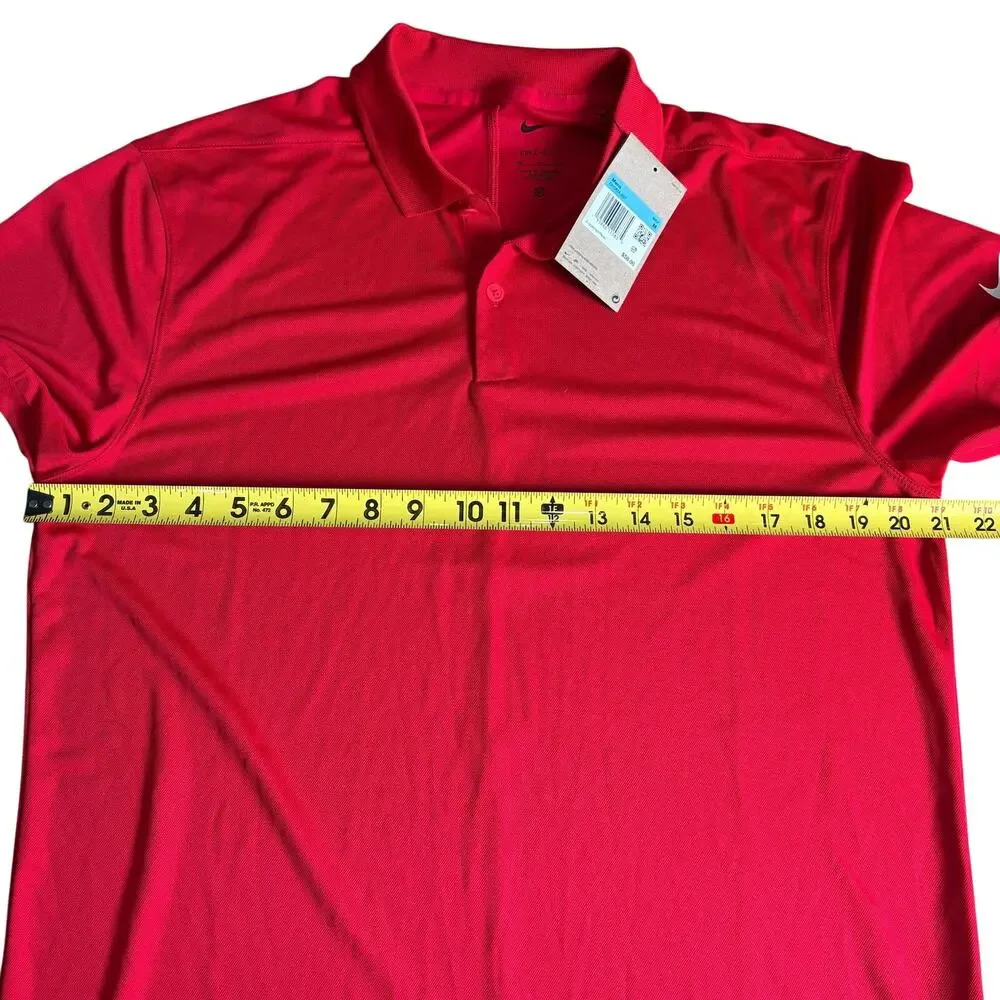 NWT Nike Dri-Fit Golf Polo Short Sleeve Performance Shirt Red White Swoosh MED